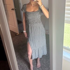 Elegant Black and White Gingham Dress